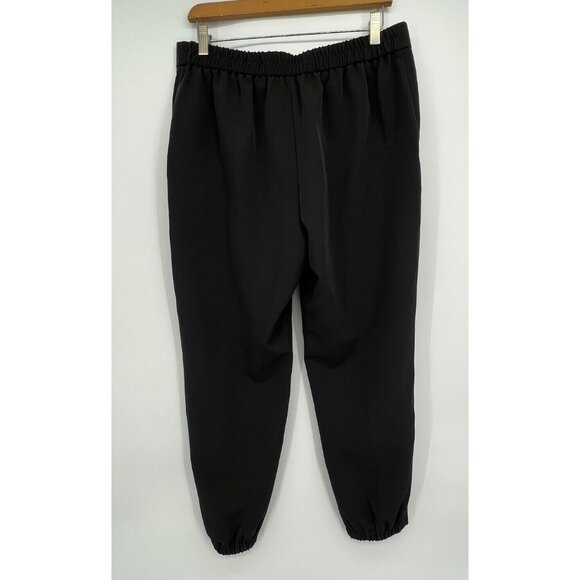 Eileen Fisher Pull On Tapered Ankle Pants Black Sz M Elastic Waist Lightweight - Picture 2 of 12